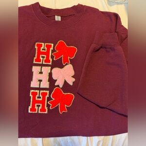 Christmas “Ho Ho Ho” Bow Crewneck Sweatshirt